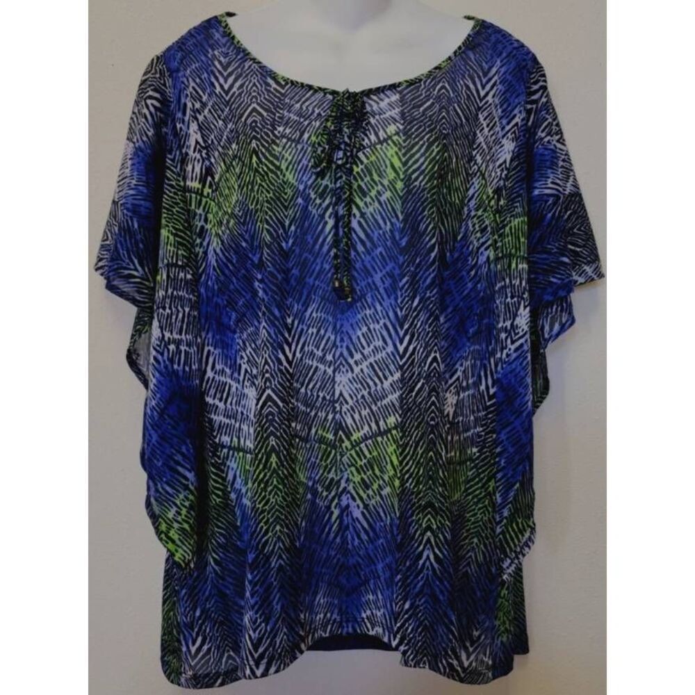 IZOD Top Women XLarge Colorful Sheer Batwing Swim Cover or overlay (R)